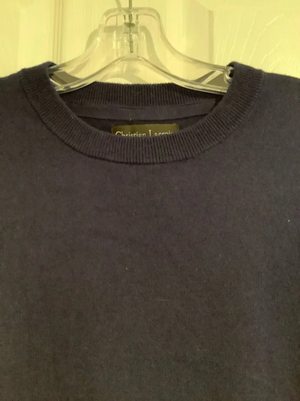 NWT CHRISTIAN LACROIX Navy Blue Silk/Cashmere Blend Lightweight Summer Sweater M